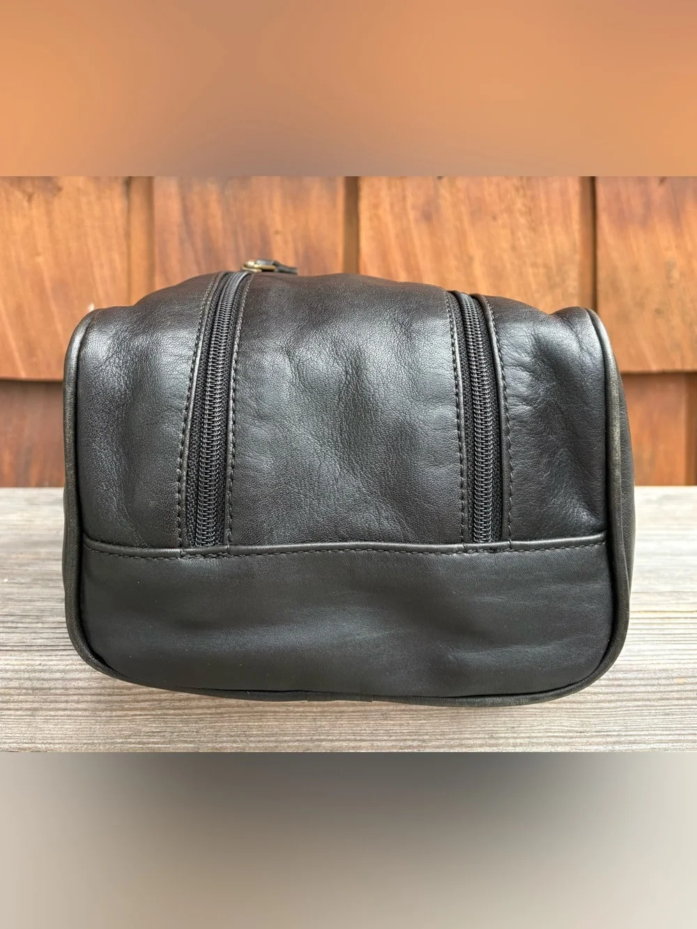 90s Vintage Coach Double Zip Travel Kit Overnight Toiletry Dopp Black